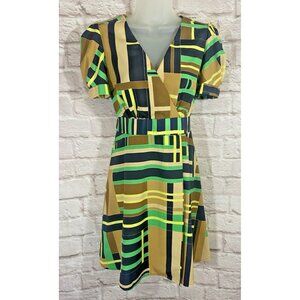 The Webster Miami Target Faux Wrap Dress Geometric Art Deco Womens Size S Small